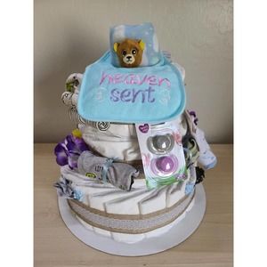 Baby Shower Gift - Diaper Cake for a Boy - Blue